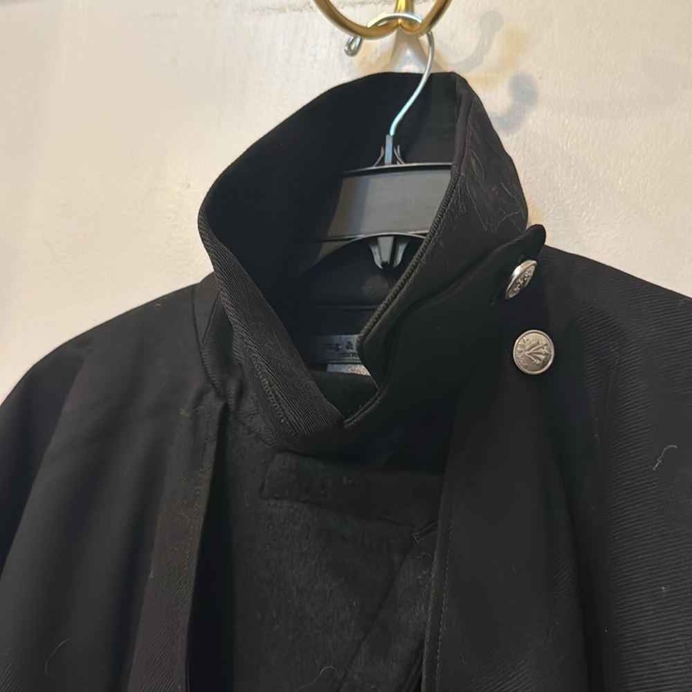 Rag & Bone Black Wool Trench Poncho Cape Jacket - Picture 8 of 9